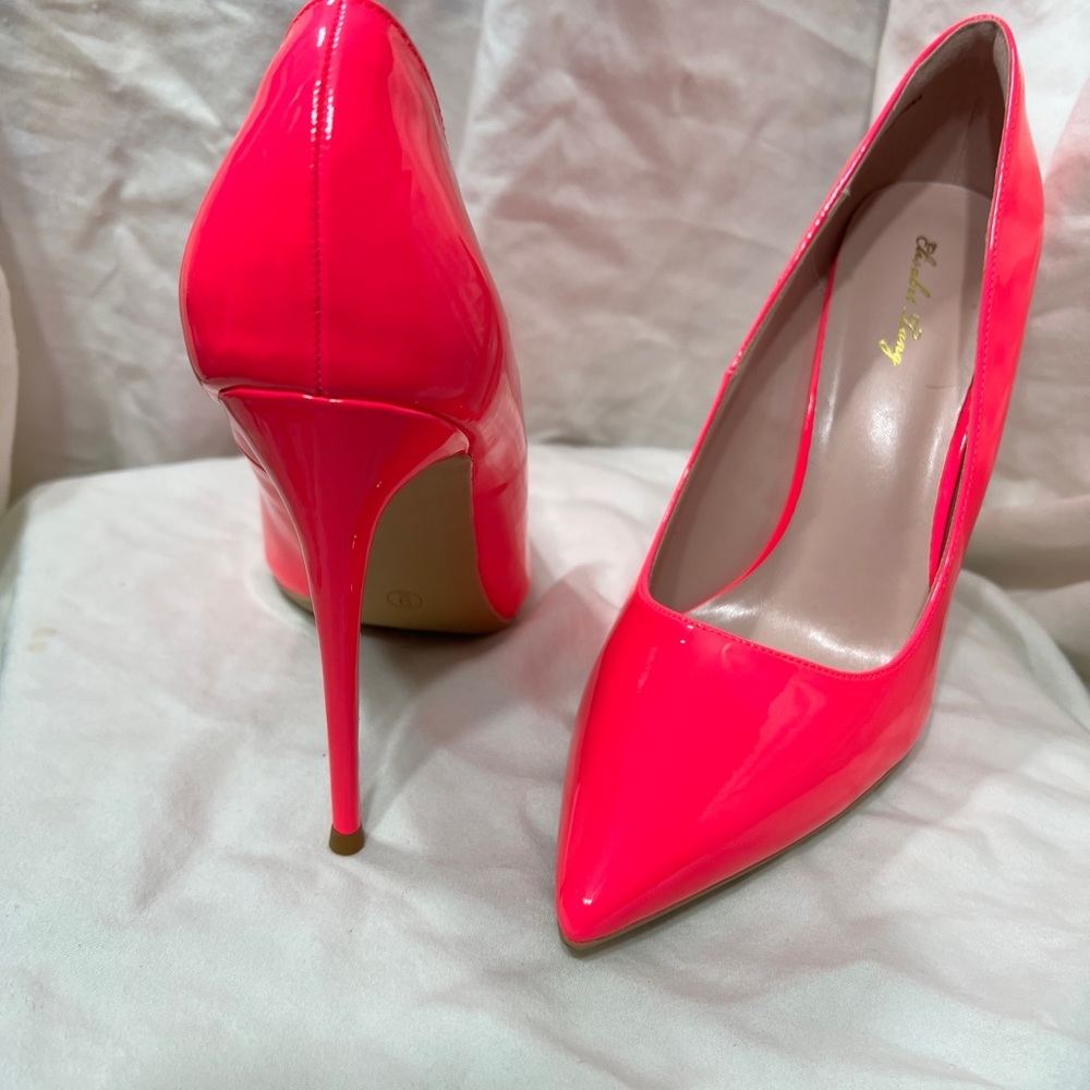 NWOT..Elisabeth Lang Ladys Stiletto Pumps Size 9 Color Barbie Pink 5”☑️ - Picture 4 of 9